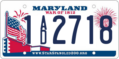 MD license plate 1AD2718