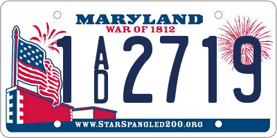MD license plate 1AD2719