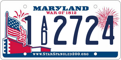 MD license plate 1AD2724