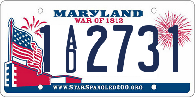 MD license plate 1AD2731
