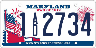 MD license plate 1AD2734