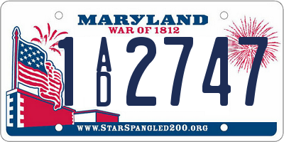 MD license plate 1AD2747