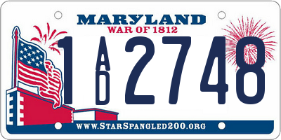 MD license plate 1AD2748