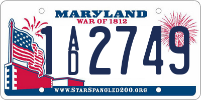 MD license plate 1AD2749