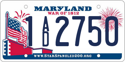 MD license plate 1AD2750