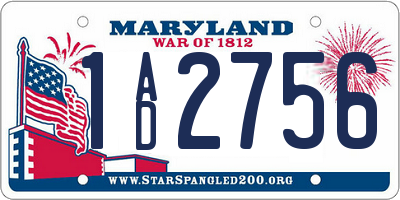 MD license plate 1AD2756