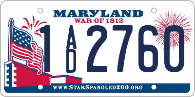 MD license plate 1AD2760