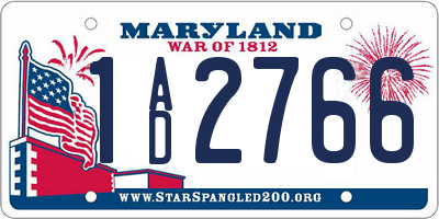 MD license plate 1AD2766