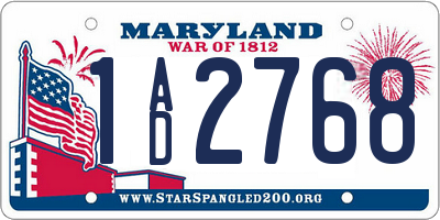 MD license plate 1AD2768