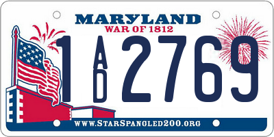 MD license plate 1AD2769