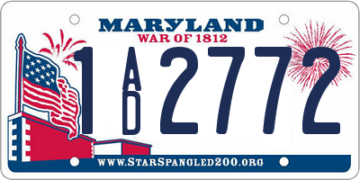 MD license plate 1AD2772
