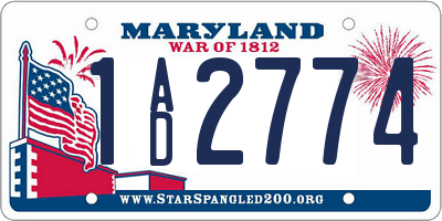 MD license plate 1AD2774