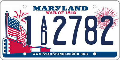 MD license plate 1AD2782