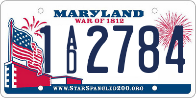 MD license plate 1AD2784