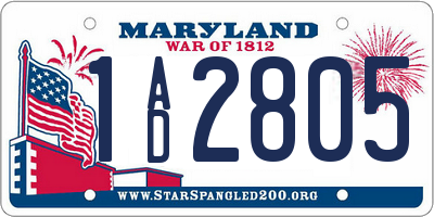 MD license plate 1AD2805