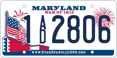 MD license plate 1AD2806