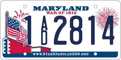 MD license plate 1AD2814