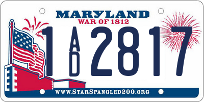 MD license plate 1AD2817