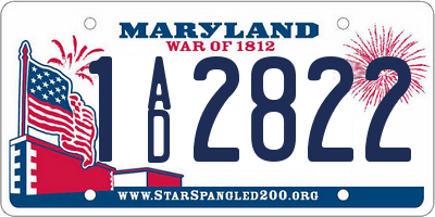 MD license plate 1AD2822