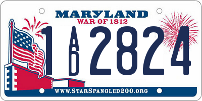 MD license plate 1AD2824