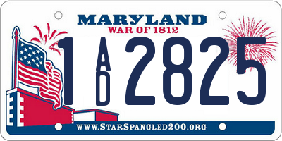 MD license plate 1AD2825