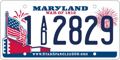 MD license plate 1AD2829