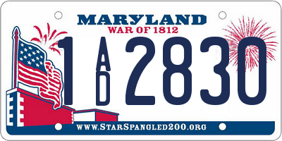 MD license plate 1AD2830