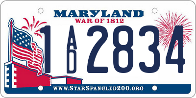 MD license plate 1AD2834