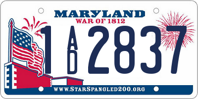 MD license plate 1AD2837