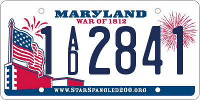 MD license plate 1AD2841