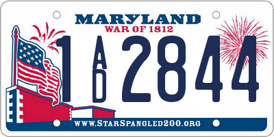 MD license plate 1AD2844