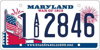 MD license plate 1AD2846