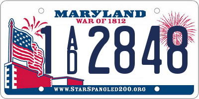 MD license plate 1AD2848