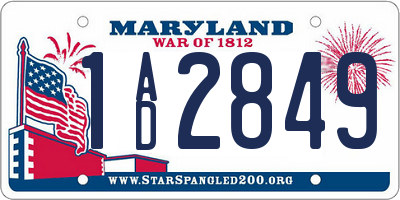 MD license plate 1AD2849