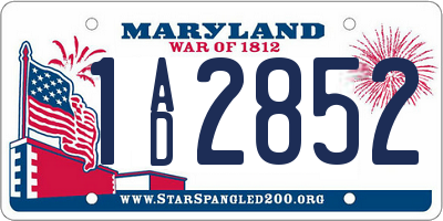 MD license plate 1AD2852