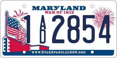 MD license plate 1AD2854