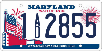 MD license plate 1AD2855
