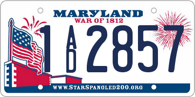 MD license plate 1AD2857