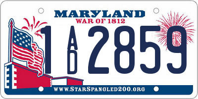 MD license plate 1AD2859