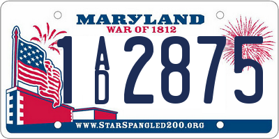 MD license plate 1AD2875