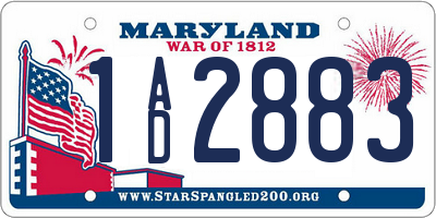 MD license plate 1AD2883