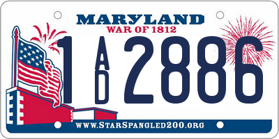 MD license plate 1AD2886