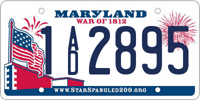 MD license plate 1AD2895