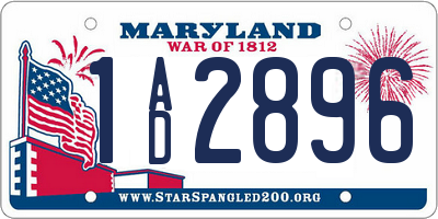 MD license plate 1AD2896