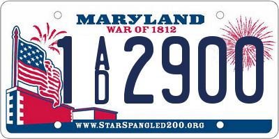 MD license plate 1AD2900