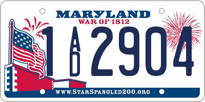 MD license plate 1AD2904