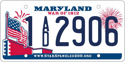 MD license plate 1AD2906