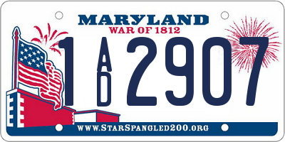 MD license plate 1AD2907