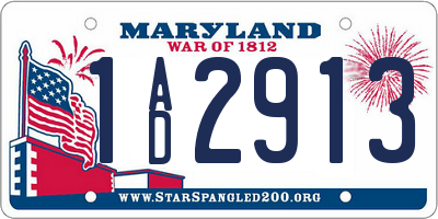 MD license plate 1AD2913