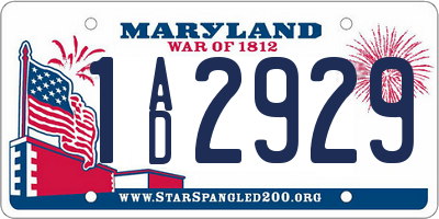 MD license plate 1AD2929